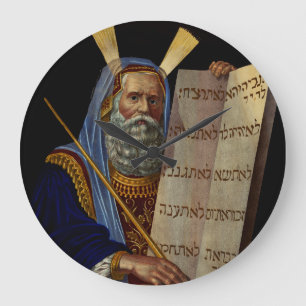 Prophet Moses mit den Gesetzestafeln Große Wanduhr