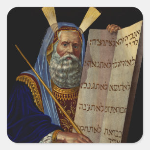Prophet Moses mit den Gesetzestafeln  Quadratischer Aufkleber