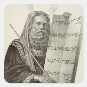 Prophet Moses mit den Gesetzestafeln Quadratischer Aufkleber