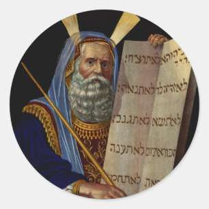 Prophet Moses mit den Gesetzestafeln  Runder Aufkleber