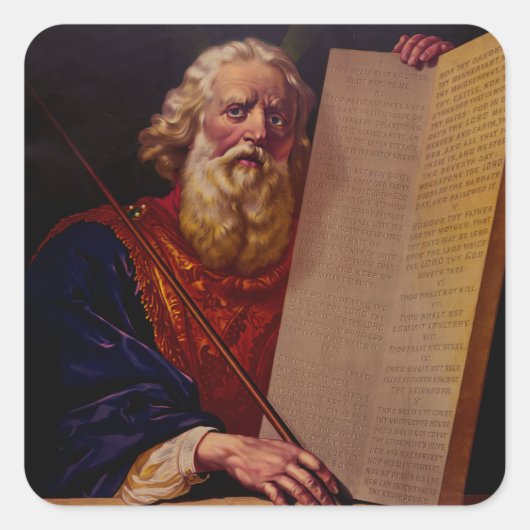 Prophet Moses on Mount Sinai – High-Fidelity Epic  Quadratischer Aufkleber (Vorderseite)