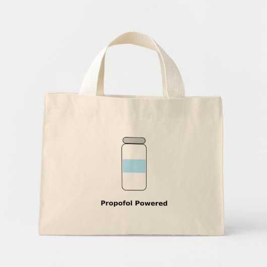Propofol Powered – Lustiger Anästhesist-Humor Mini Stoffbeutel (Vorne)