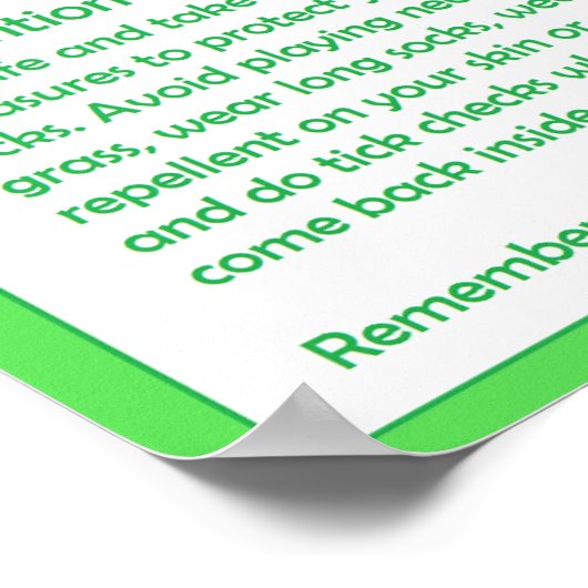 Proportionale Tick Removal Poster Lyme Prävention (Ecke)