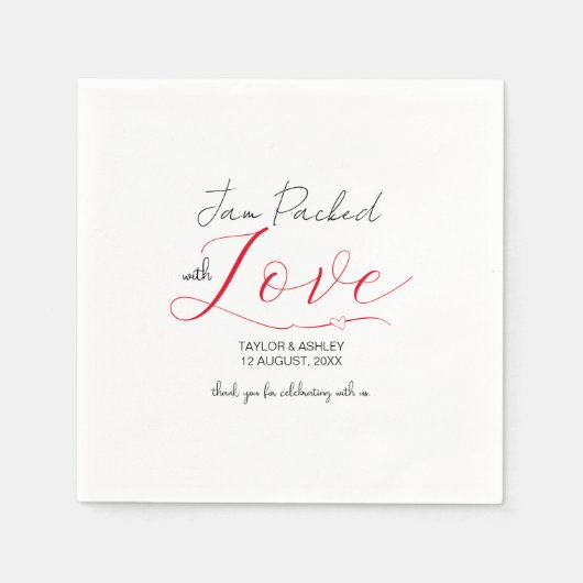 Propvoll mit Liebe Hochzeit Serviette (Vorderseite)
