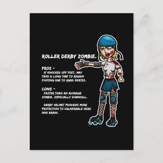 Pros und Cons Roller Derby Zombie Postkarte (Vorderseite)