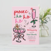 Prosec-Ho-Ho-Ho Christmas Cocktail Party Einladung (Stehend Vorderseite)