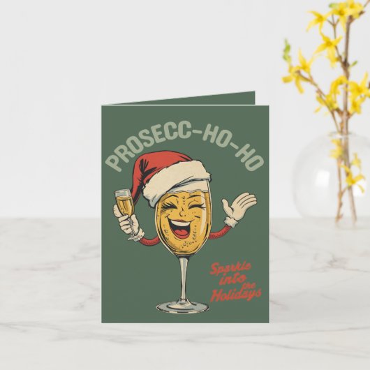 Prosecc-ho-ho – Funny Christmas Prosecco Pun  Karte (Gelbe Blume)