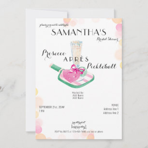 Prosecco Après Pickleball Retro Brautparty Einladung