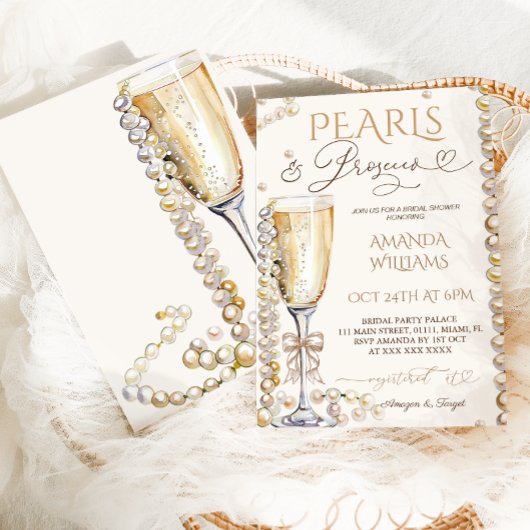 Prosecco Champagne Boho Elegantes Brautparty Einladung