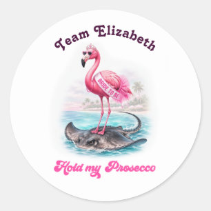 Prosecco Draufgänger Flamingo Stachelrochen Jungge Runder Aufkleber