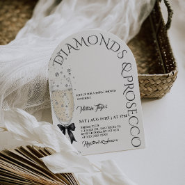 Prosecco Elegante Bow Brautparty Einladung
