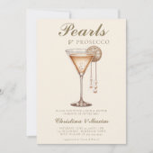 Prosecco Eleganter Brunch mit Perlen Hochzeit Einladung (Vorderseite)