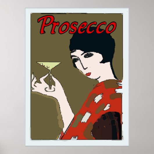 Prosecco, Frau mit Glas Poster (Vorne)