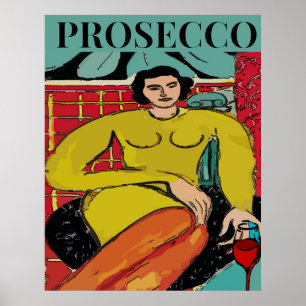 Prosecco-Frau, Wein Poster