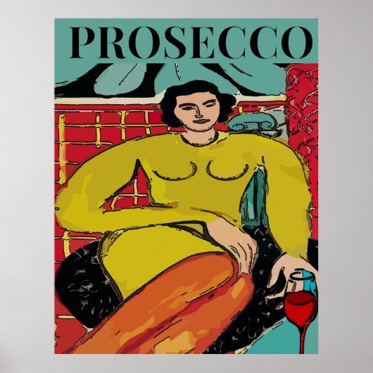 Prosecco-Frau, Wein Poster (Vorne)