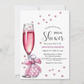Prosecco Glas und Parfüm Brautparty Einladung (Vorderseite)