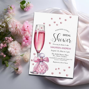 Prosecco Glas und Parfüm Brautparty Einladung