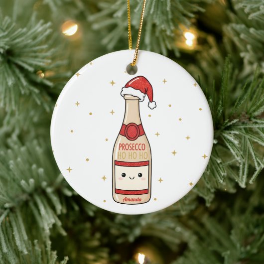 Prosecco Ho Ho Ho Funny Christmas Ornament Gift (Baum)