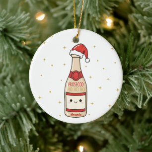 Prosecco Ho Ho Ho Lustiger Weihnachtsbaumanhänger Keramik Ornament
