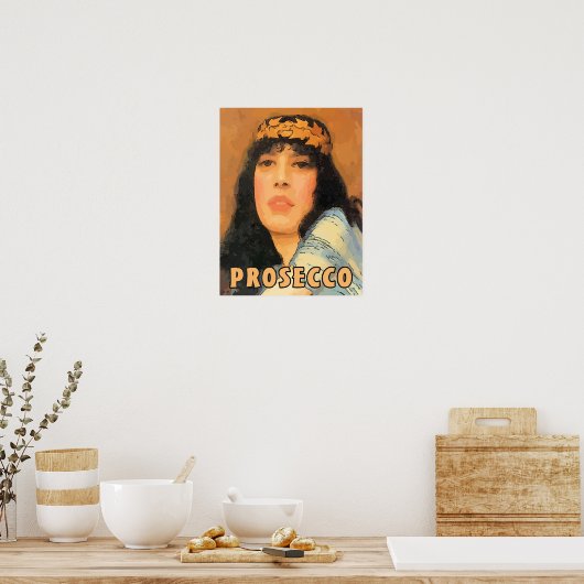 Prosecco Klassische Frau, Vintager Stil Poster (Küche)