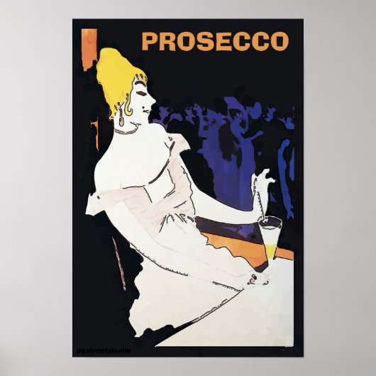 Prosecco Lady in Salon Poster (Vorne)