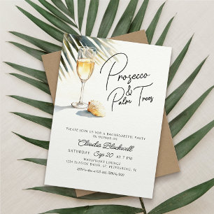 Prosecco Palmen Tropische Junggesellinnenparty Einladung