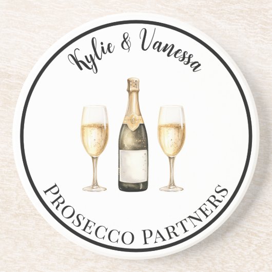 Prosecco Partner trinken Getränkeuntersetzer (Vorne)