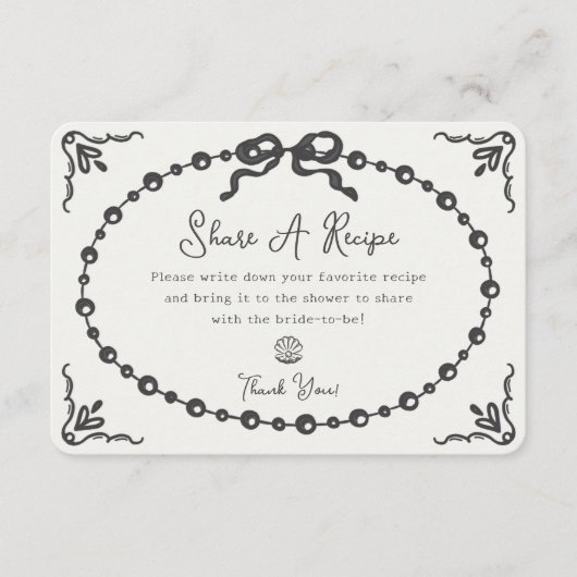 Prosecco Pearl Coquette Bow Beipacken eines Rezept Begleitkarte (Vorderseite)