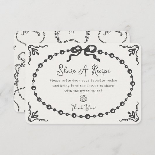 Prosecco Pearl Coquette Bow Beipacken eines Rezept Begleitkarte (Vorne/Hinten)