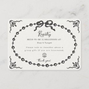 Prosecco Pearl Kokette Bogen Geschenkregistrierung Begleitkarte