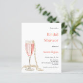 Prosecco perls pink Bridal Dusche Einladung (Stehend Vorderseite)