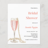 Prosecco perls pink Bridal Dusche Einladung (Vorderseite)