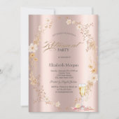 Prosecco Petals Wildflowers Rose Gold Einladung (Vorderseite)
