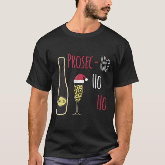 Prosecco Prosec Ho Ho Ho Funny Santa Hat Sparkling T-Shirt (Vorderseite)