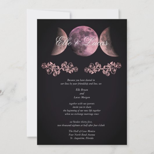 Prosecco Triple Moon Wedding Einladung (Vorderseite)