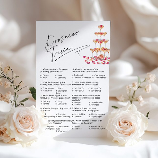 Prosecco Trivia Fuchsia Petals Brautparty (Von Creator hochgeladen)