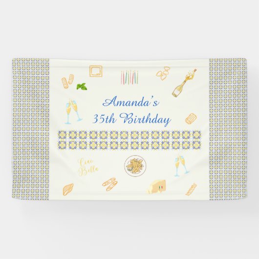 Prosecco- und Pasta-Geburtstag Banner (Horizontal)