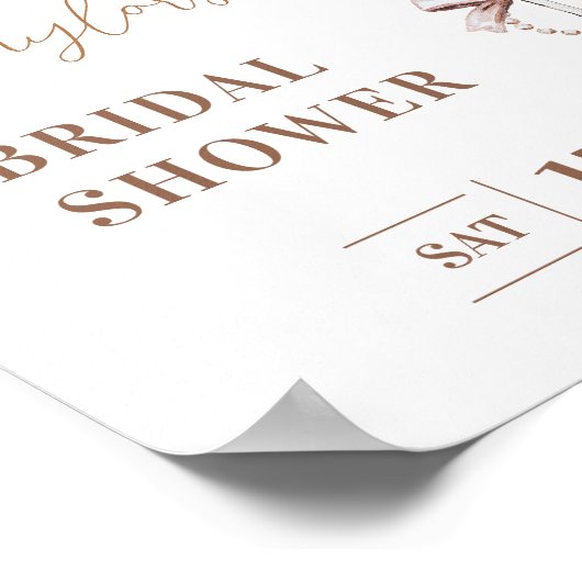 Prosecco und Perlen Brautparty Begrüßungszeichen Poster (Ecke)