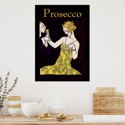 Prosecco, Vintages Paar Poster (Küche)