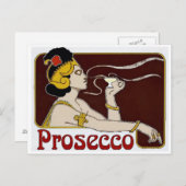 Prosecco, weibliche Sipping Postkarte (Vorne/Hinten)