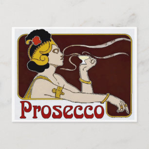 Prosecco, weibliche Sipping Postkarte