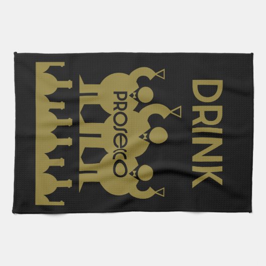 Prosecco Weintrinker Geschirrtuch (Horizontal)