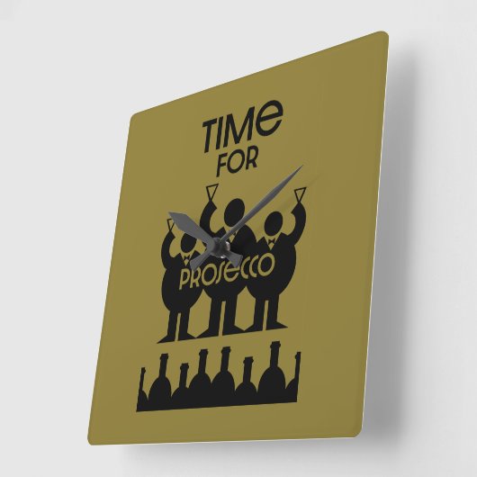 Prosecco Weintrinker Quadratische Wanduhr (Winkel)