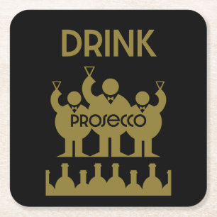 Prosecco Weintrinker Rechteckiger Pappuntersetzer