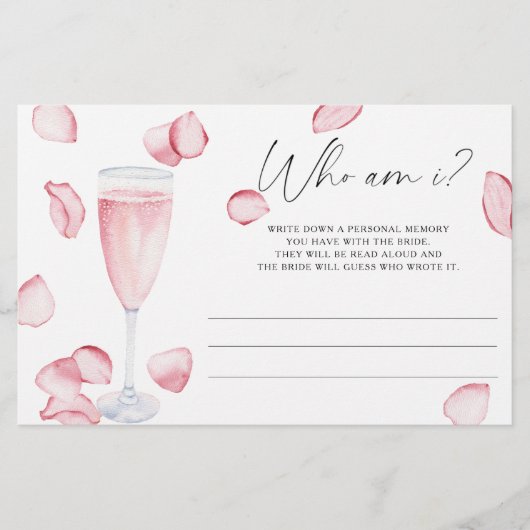 Prosecco - Wer bin ich Brautparty Briefpapier (Vorderseite)