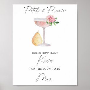 Prosecco - Wie viele Küsse Brautparty Poster
