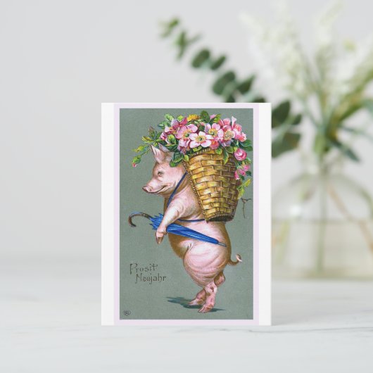 "Prosit Neujahr" Vintag Postkarte (Stehend Vorderseite)