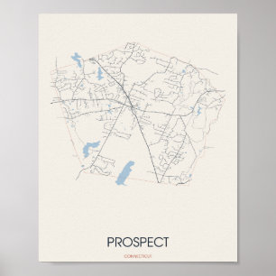 Prospect, Connecticut-Straßenkarte Poster –