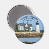 Prospect Harbour Lighthouse, Maine Round Magnet (Vorderseite/Rückseite)