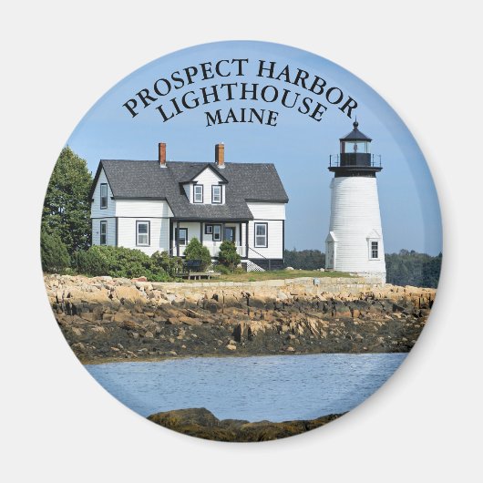 Prospect Harbour Lighthouse, Maine Round Magnet (Vorne)
